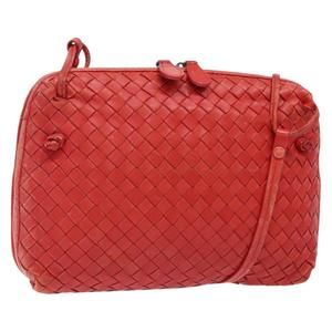 BOTTEGA VENETA INTRECCIATO Shoulder Bag Leather Red Auth ep10760